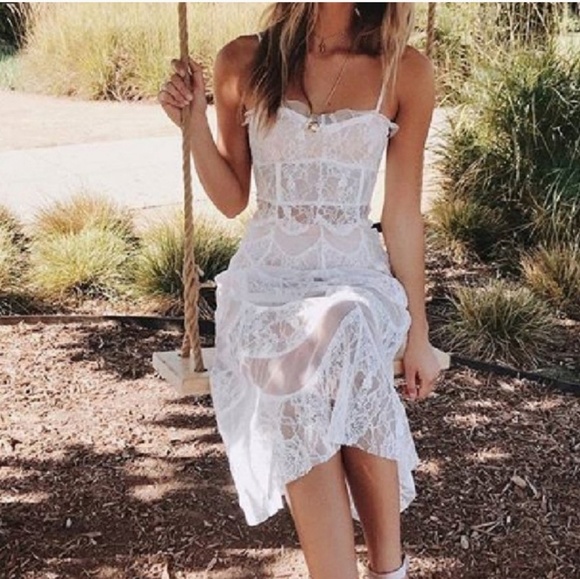For Love And Lemons Dresses & Skirts - 🍒NWT🍒 FL&L X JAMIE KING SHEER LACE MIDI DRESS